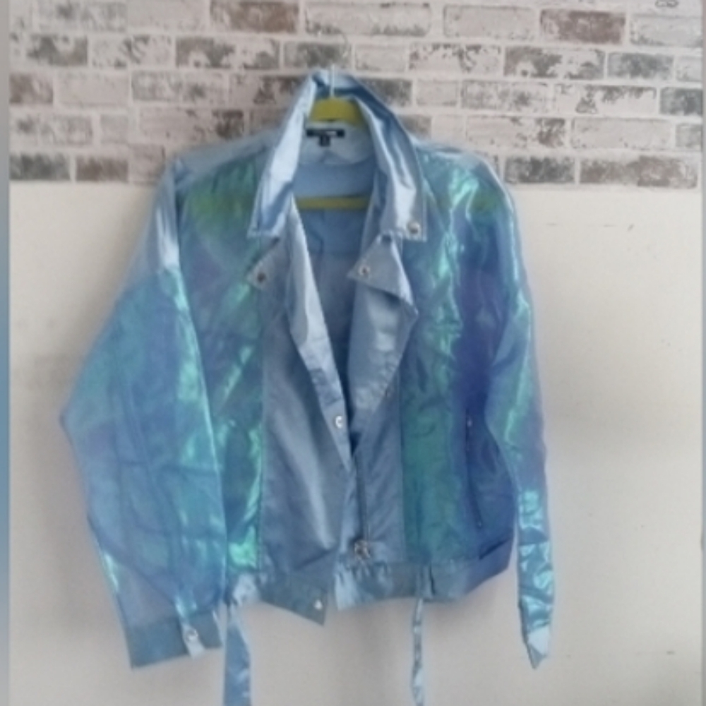 Fashion Nova Iridescent Blue Jacket